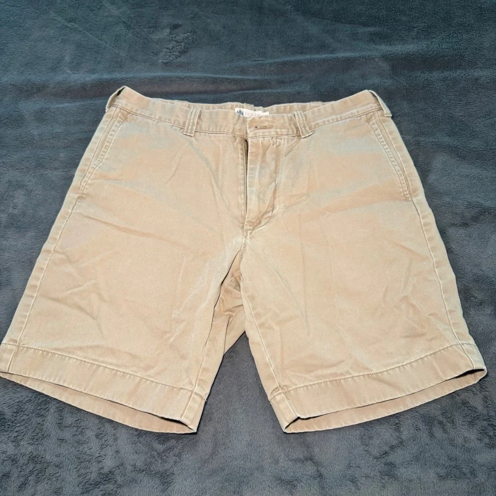 J. Crew Khaki Cotton Chino Shorts Men's Size 34 Flat‎ Front Casual Everyday Wear